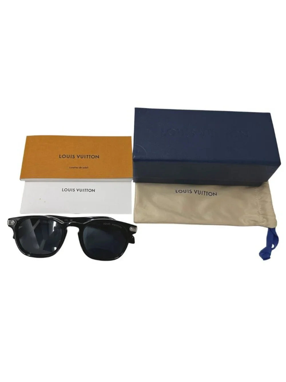 Louis Vuitton Sunglasses LV Signature Square Round Noir Blue Cool Eyewear